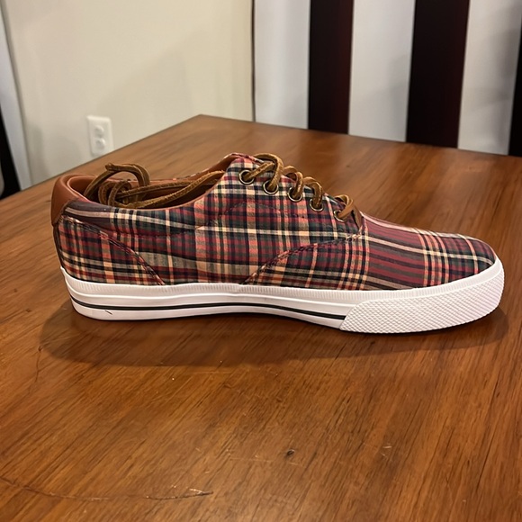 Polo Ralph Lauren Vaughn Boat Deck Shoes Sneakers new wine plaid Men’s Size 9 - Picture 4 of 13
